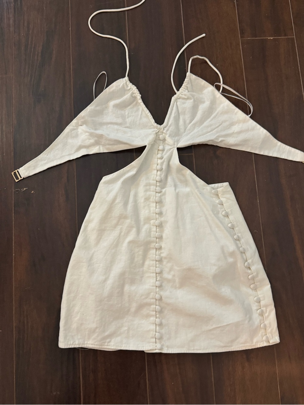 Sabo White linen mini dress with cutouts